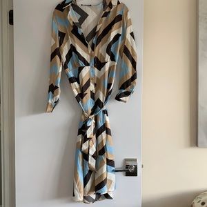 Blue,black,cream,and white striped dress from Mohito. Size XS/S